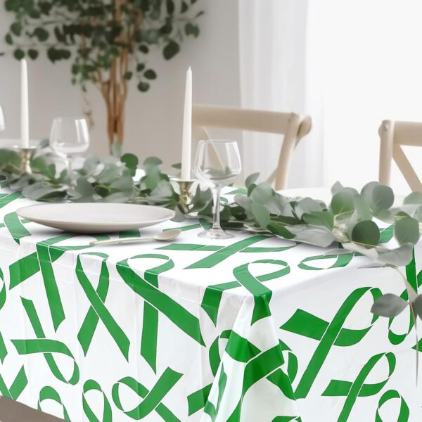3 Pcs Mental Health Awareness Tablecloth Pancreatic Cancer Awareness Table Cover Colon Cancer Prostate Cancer Awareness Items Plastic Tablecloth for Society Events Party Supplies (Green)