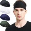 Running Headbands for Men（4 or 6 Pack, Mens Stretchy Headband for Football,Cycling,Basketball,Yoga,Fitness Workout Unisex Quick-Dry Sweatband