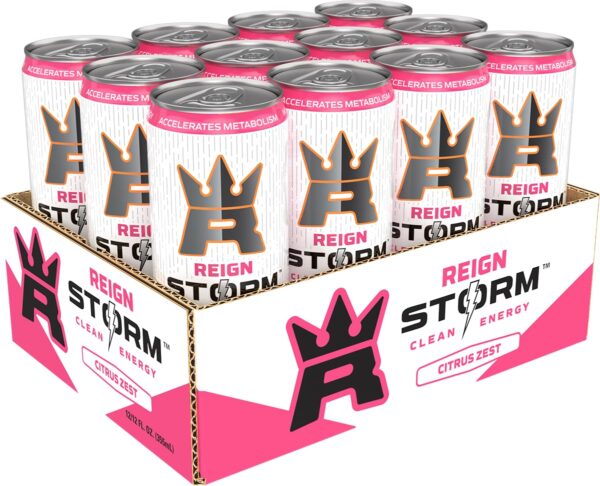 REIGN Storm, Citrus Zest, Fitness & Wellness Energy Drink, 12 Fl Oz (Pack of 12)