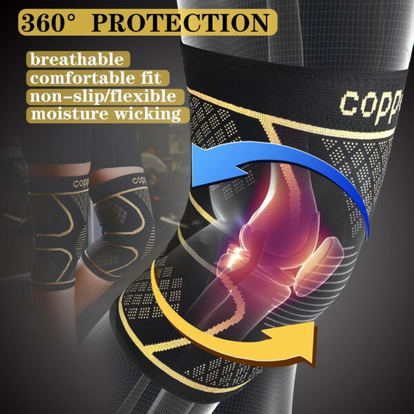 Copper Knee Braces for Knee Pain Women and Men (2 Pack), Knee Compression Sleeve for Arthritis, ACL, Meniscus Tear, Joint Pain Relief, Knee Support for Working , Running, Weightlifting, Fitness(XL)