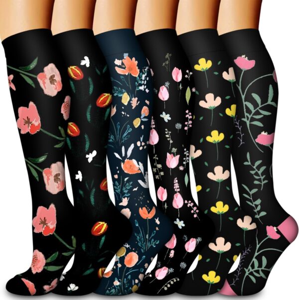 Laite Hebe Compression Socks for Women & Men Circulation(6 pairs)-Graduated Supports Socks for Running, Athletic Sports