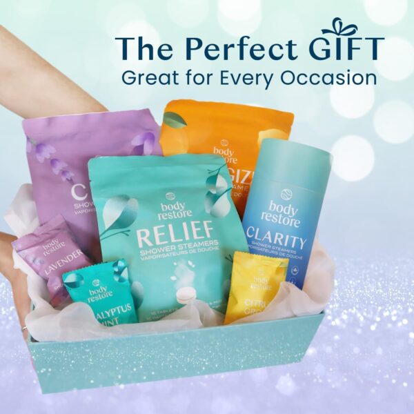 Body Restore Shower Steamers Aromatherapy 6 Pack - Easter Basket Stuffers, Relaxation Birthday Gifts for Mom, Dad, Best Friend, Travel Essentials, Stress Relief, Self Care - Variety