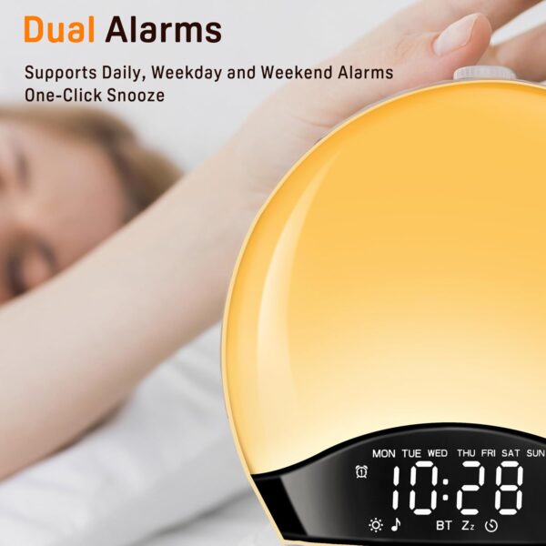 Sound Machine White Noise Machine with 25 Soothing Sounds, 17 Night Lights, 5W Stereo Bluetooth Speaker, Sleep Timer, Wake Up Light Sunrise Alarm Clock for Bedrooms, Ideal Gift for Baby, Kids, Seniors