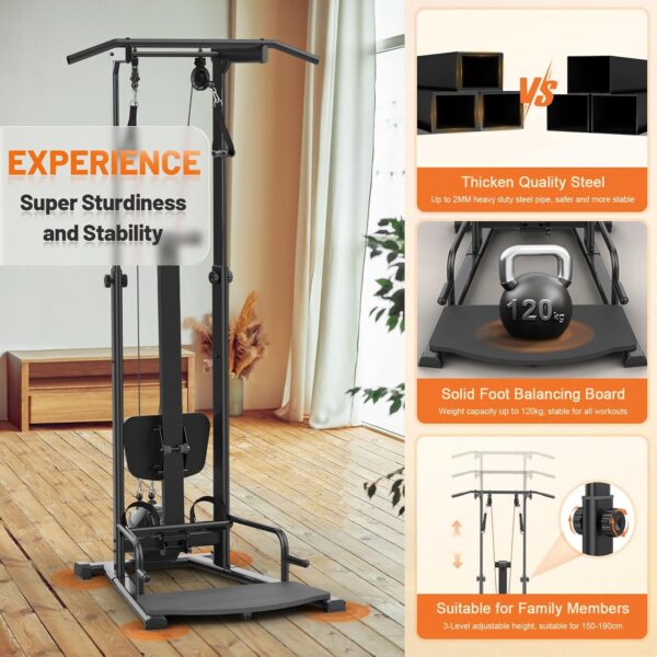 Compact Home Gym, Foldable Rowing Machines for Home Gym, Full Body Strength Training with Pull Up Station, Power Rack, LAT Pulldown Machine, Cable Machine for Home Workout