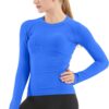 MathCat Seamless Workout Shirts for Women Long Sleeve Yoga Tops Sports Running Shirt Breathable Athletic Top Slim Fit