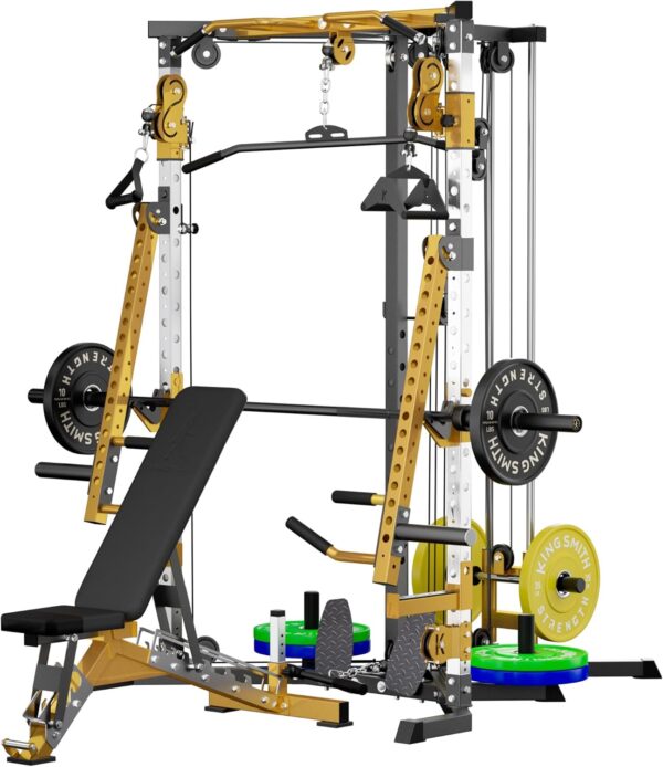 Versatile Power Rack with Cable Pulley System, Power Cage for Strength Training, Bench Press and Pull-Ups