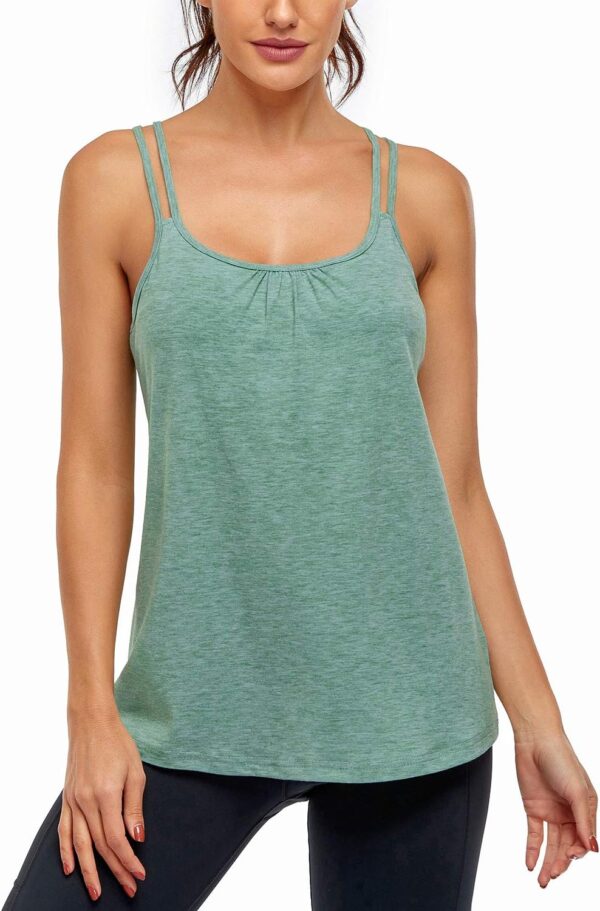 Hibelle Women's Workout Yoga Racerback Tank Tops with Built in Shelf Bra