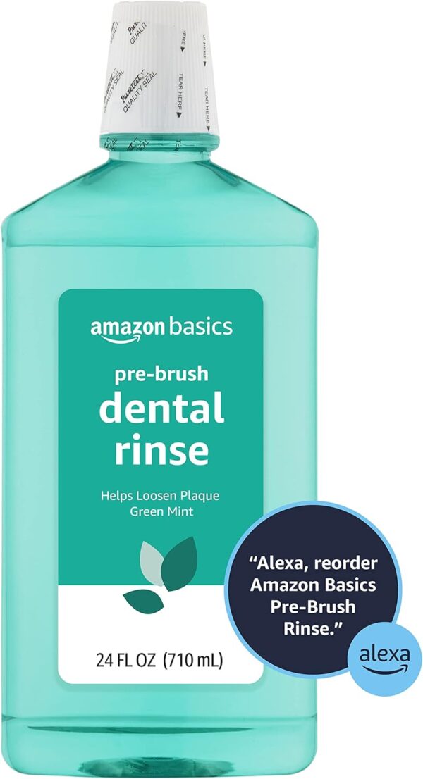 Amazon Basics Pre-Brush Dental Rinse, Green Mint, 24 Fluid Ounces, 1-Pack (Previously Solimo)