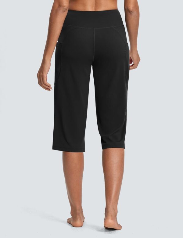 Capri Pants for Women High Waist with Pockets Tummy Control Capri Workout Yoga Pants Loose Straight Leg