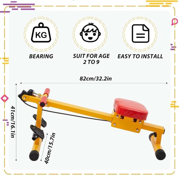 Meooeck Kids Rowing Machine Fitness Exercise Equipment for Kids Indoor Waist and Back Exerciser Adjustable Children Workout Equipment for Physical Training Beginners Children Toddler Outdoor Sports