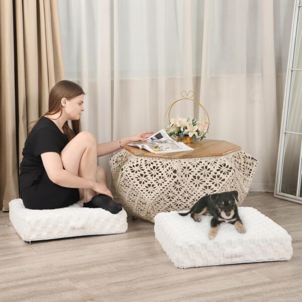 22 inches Meditation Floor Pillow, Square Large Floor Cushions for Adults, Thick Memory Foam Seat Cushions for Yoga, Living Room, Sofa, Tatami, Cream