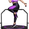 BCAN 450/550 LBS Foldable Mini Trampoline, 40"/48" Fitness Trampoline with Bungees, U Shape Adjustable Foam Handle, Stable & Quiet Exercise Rebounder for Adults Indoor/Outdoor Workout