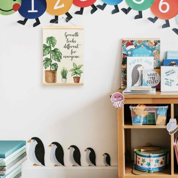 TLESKE Mental Health Poster Hanger Frame for Therapy Counseling Office, Motivational Inspirational Wall Art Decor for Classroom Nursery, Growth Looks Different for Everyone Canvas Poster Print 12x16in