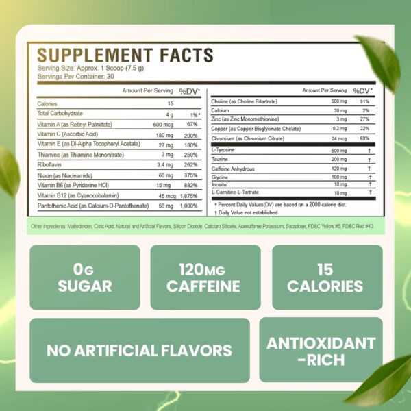 Energy Drink Powder - Energy Boost Drink Mix - Sugar-Free Energy with Antioxidants - Morning Kickstart and Sports Nutrition Endurance Product - 30 Servings, 8 Ounces (Tropical Fusion)