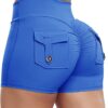 FITTOO Scrunch Butt Lifting Shorts for Women with Pocket Cross High Waist Crossover Yoga Workout Booty Shorts