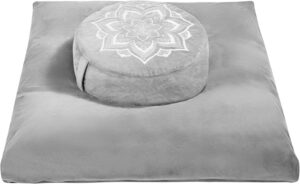 Meditation Cushion with Washable Premium Velvet Cover,100% Memory Foam Square Floor Cushion and Buckwheat Cushion Seating for Adults and Children Sitting, Yoga, Reading