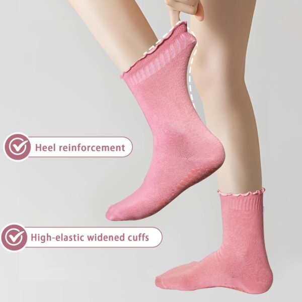 SkiBeaut Pilates Yoga Grips Socks, 4 Pairs Non Slip Skid Women Reformer Hospital Sticky Socks for Elderly Pregnancy Lady