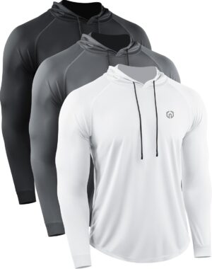NELEUS Men's Dry Fit Athletic Shirt Workout Running Long Sleeve Shirts with Hoods