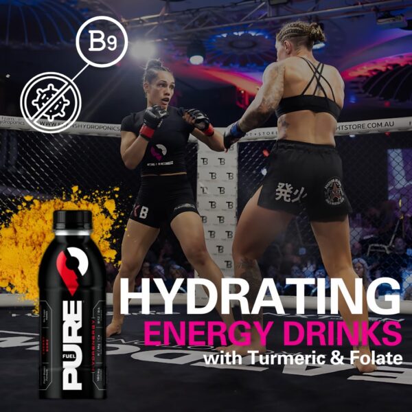 Pure Fuel Healthy Energy Drinks Cherry Bomb - Sports Drinks - Plant Based - 180mg Natural Caffeine - 12pk x 16.9 fl oz