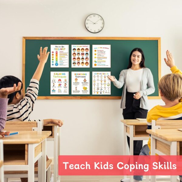 9 Calming Corner Posters, Feelings Chart for Kids, Calm Down Corner Mental Health Posters, Preschool Classroom Educational Poster Emotions Chart Coping Skills, Wall Art Decoration Mood Calming Sticker