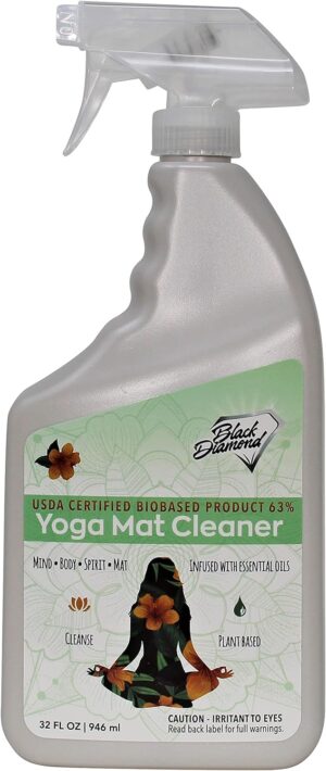Black Diamond Stoneworks Yoga Mat Spray Cleaner: USDA Certified BIOBASED- Essential Oils, Safe for All Type of Materials, Exercise, Pilates, or Workout Mats. (1 quart)