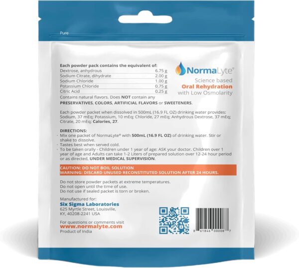 NormaLyte Oral Rehydration Salts-2 Pouches - 60 Sticks (Yields 500mL per Pack)-Pure| Energy Supplements, Potassium Supplement, Dehydration Recovery and Quick Absorption