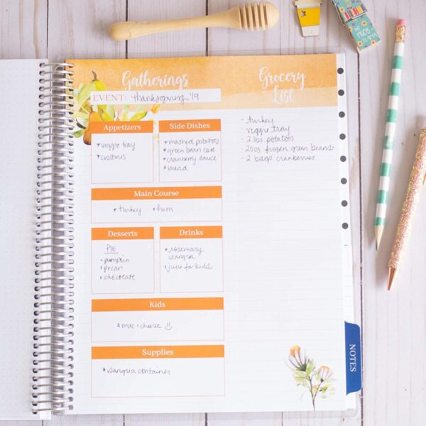 Large Meal Prep Planner, Spiral, Pull-off Grocery Shopping Lists, Kitchen Management, Tabbed Dividers, Laminated Covers, Easy Organizing, Avoid Food Waste, Folder Pockets, Covers a full Year - Eccolo