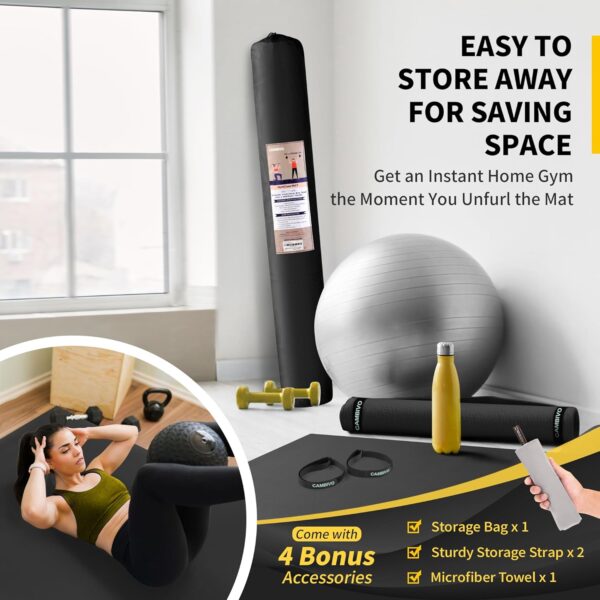 CAMBIVO Large Exercise Mats for Home Workout, 6' x 4' x 7 mm Extra Thick Workout Mats for Home Gym, Gym Mats for Jump Rope, Weights, Cardio, Fitness, Shoe-Friendly