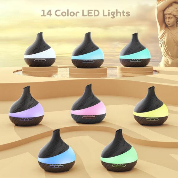 500 ML Essential Oil Diffuser, Upgrade Aroma Diffuser for Large Room, Aromatherapy Diffuser Humidifier with Remote Control 14 Color Lights 4 Timer Setting Auto Shut-Off