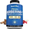 Nutrivein Premium Berberine HCL 1200mg Plus Organic Ceylon Cinnamon - 120 Capsules - Supports Immune System, Weight Management - Berberine HCI Supplement