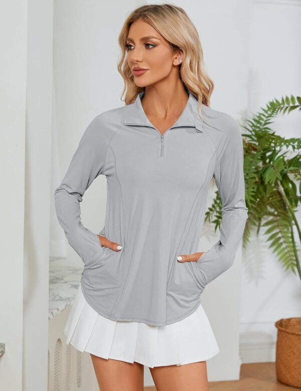 LOMON Women Long Sleeve Shirts Sun Protection 1/4 Zip Summer Quick Dry Hiking Shirts Quarter Zip Pullover for Women