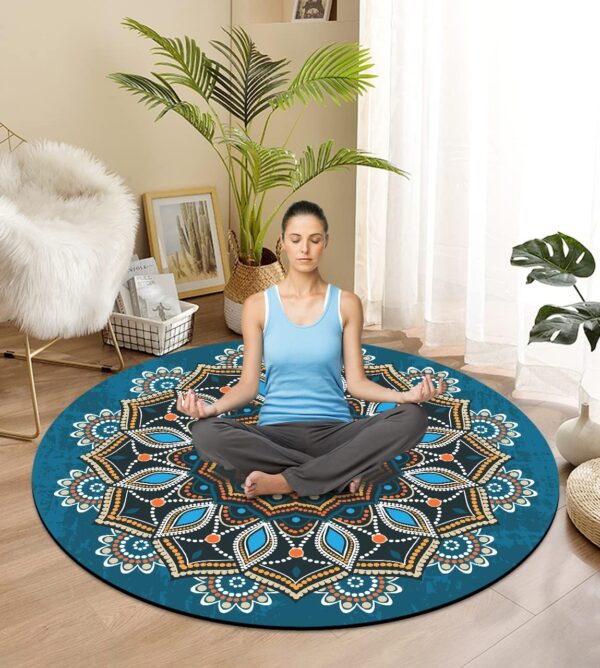 Round Meditation Pilates Yoga Mat Luxury Suede Large Yoga Mat Natural Rubber Non-Slip Base is ery Suitable for Meditation, Stretching, Yoga Environmental Protection, Fitness Exercise, Home and Outdoor. 140CM Diameter