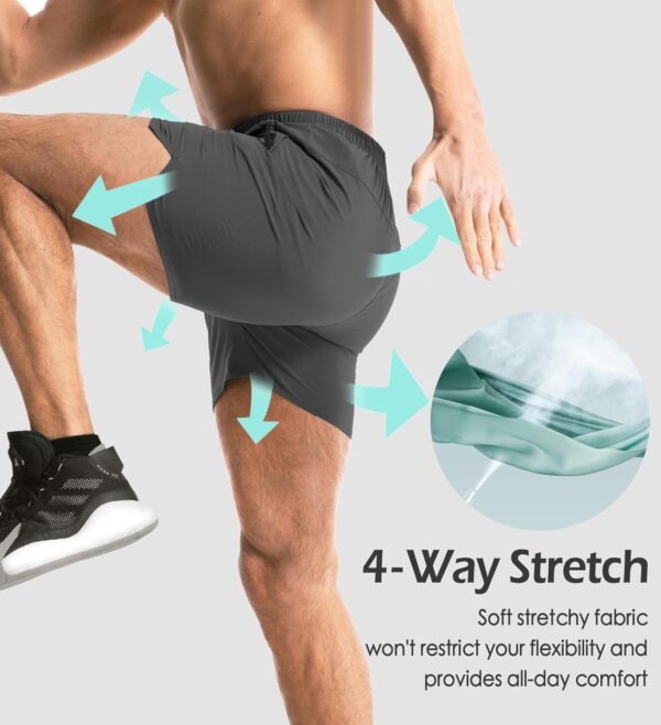 Aolesy Men's Gym Shorts Linerless & Liner - 5" Quick Dry Workout Running Shorts with Zip Pockets Sports Athletic Shorts