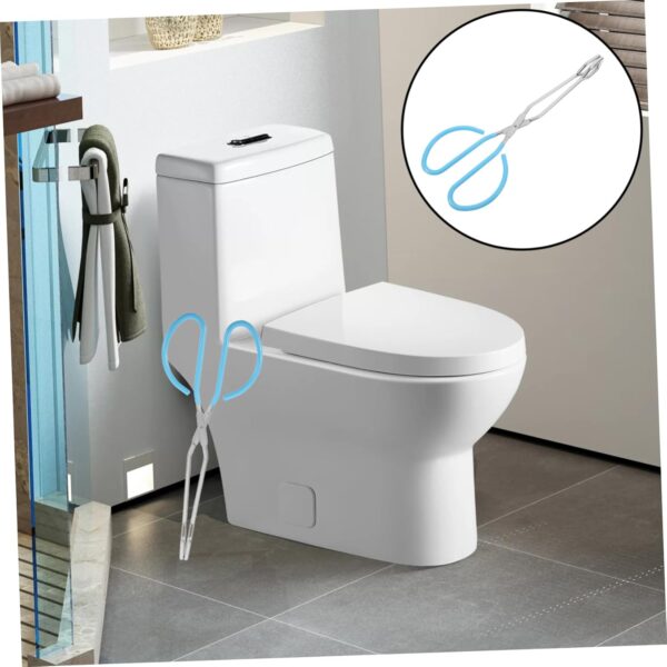 2pcs Wipe Aid Toilet Bowl Toilet Paper Toilet Tissue Tool Butt Wiper Toileting Aid Toilet Tool Self Wipe Tong Long Tongs Toilet Aid Bathroom Supplies Blue Stainless Steel