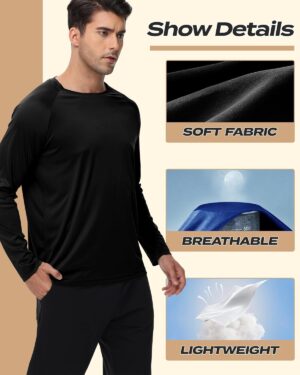 Long Sleeve Shirts for Men - Dry Fit Moisture Wicking UV UPF Sun Protection T-Shirts for Fishing Workout Swim