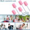 100 Pcs Disposable Mouth Swabs Sponge, BVN Oral Swabs, Oral Care Swabs Disposable, Mouth Swabs, Unflavored and Sterile Disposable Dental Swabsticks for Mouth Cleaning, Sawtooth-Shaped Pink.
