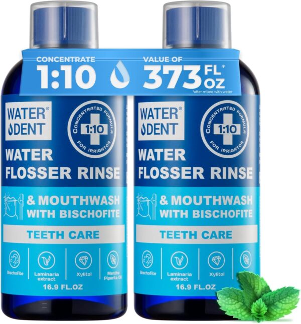 Concentrated Irrigant | Water flosser Rinse | Teeth Care | Add to Water Flossers & Mouthwash | Mint Flavor | Pack of 2 = 372 fl.oz | Alcohol and Fluoride Free. Made in USA