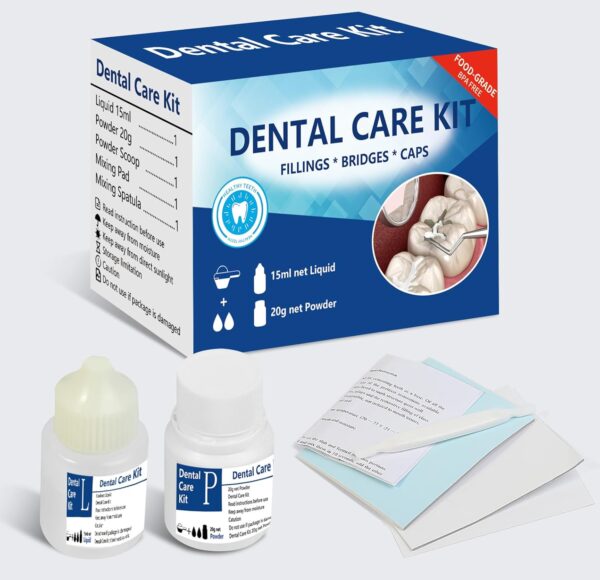 Tooth Repair Kit, Temporary Teeth Replacement Kit, Zinc Oxide Eugenol Cement Dental Kit for Broken Chipped Teeth, Missing Teeth, Crown Fillings & Bridges, Improving Smile 4pcs