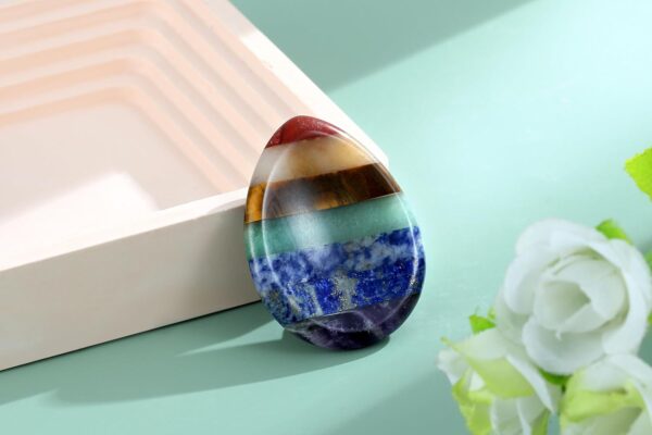 Thumb Worry Stone for Anxiety 7Chakra Teardorp Crystals Healing Stones Meditation Accessories Calm Mental Health Gifts Real Natural Hand Carved Spiritual Decor Anxiety Depression Relief Items