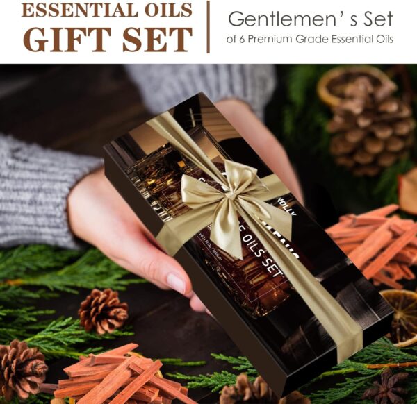 Essential Oils Set, Men Scents Fragrance Oil Aromatherapy Essential Oils Kit for Diffuser (6x10ML) - Sandalwood, Cedar, Leather, Sweet Tobacco, Rum, Cologne Aromatherapy Oils for Men, Gift for Men