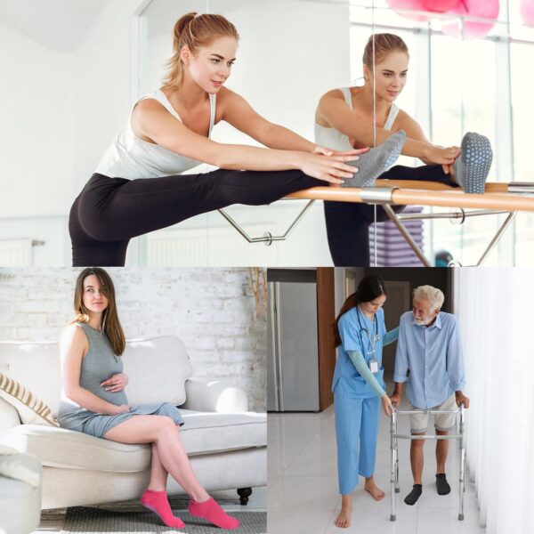 Tphon Women Non Slip Yoga Socks, Anti Skid Socks for Pilates Hospital Ballet Workout for Adult Women Ladies 4 Pairs