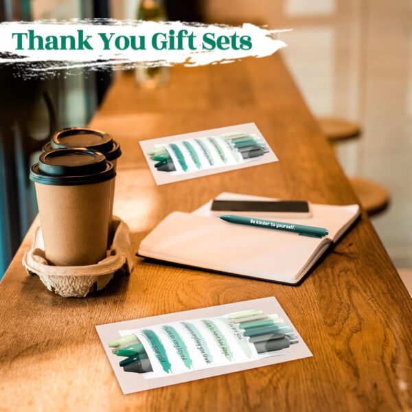 30 Pcs Mental Health Little Reminders Emotional Support Affirmation Gifts Mental Health Pen Office Must Have Pen Therapist Gift with 6 Motivational Card for Employees Students (Green)