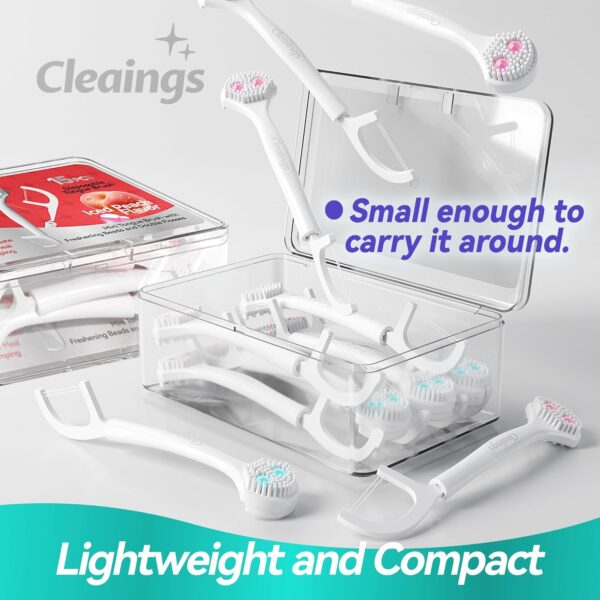 cleaings® 15Pcs Mini Disposable Tongue Brushes with Cleaning Paste Beads and Floss Picks, Tongue Cleaners, Reduce Bad Breath, Tongue Scraper-Mix Flavor (Pack of 5)