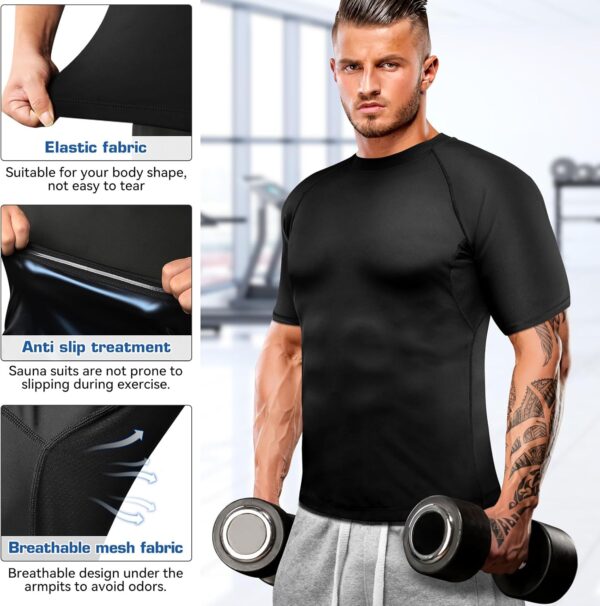 Cimkiz Men's Waist Trainer Sauna Suit Shirt, Gym & Exercise Compression Vest, Sweat-Boosting Workout Top