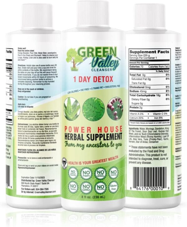 1 Day Colon Liquid Cleanse Formula and Liver Detox - Vegan Friendly, Helps Healthy Digestion, Gut Support, Boost Energy Levels and Bowl Movements | 8 Fl Oz