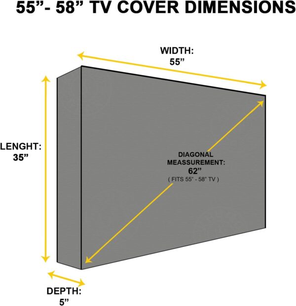 KHOMO GEAR Outdoor TV Cover Universal Weatherproof Protector for 55-58 Inch TV - Fits Most Mounts & Brackets, Grey
