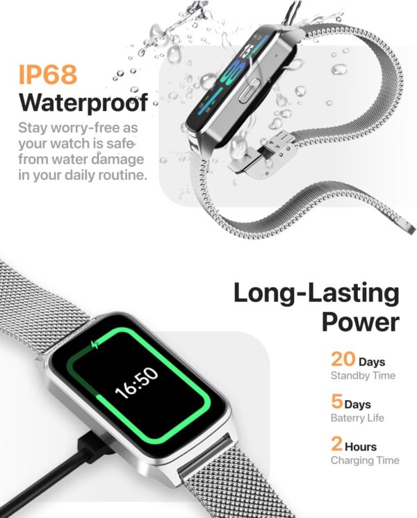 Smart Watch Health Fitness Tracker with 24/7 Heart Rate, Blood Oxygen Sleep Monitor, 110+ Sports Modes, Step Calorie Counter Pedometer (Silver, 1.55)