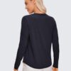 CRZ YOGA Pima Cotton Workout Long Sleeve Shirts for Women Athletic Crewneck Yoga Casual Tops Plain T-Shirt