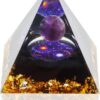 DRTMLY Orgone Pyramid, Orgonite Crystal Pyramid, Orgone Energy Generator for Reduce Stress Healing Meditation Attract Wealth and Lucky (with 1 Chakra Bracelet)