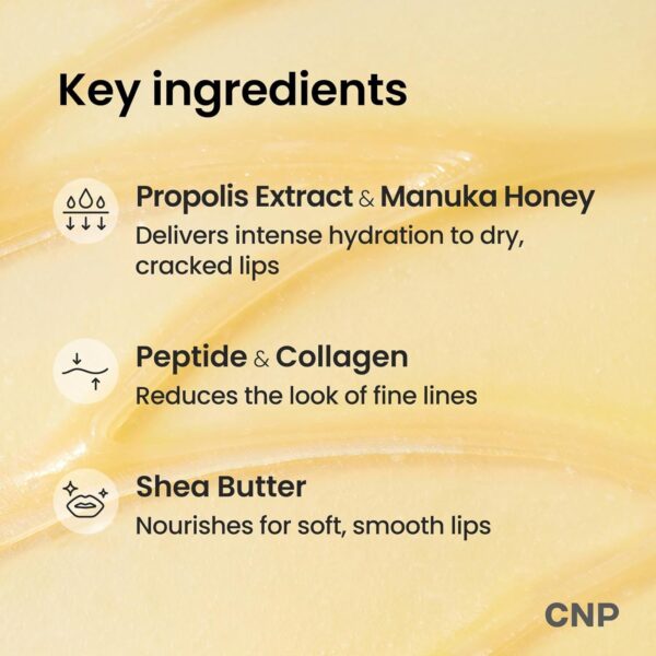 CNP Honey Lip Butter - Propolis Lipcerin™ Original, Valentines Day Gifts for Her, Hydrating Overnight Manuka Lip Balm & Mask, 12hrs Long-lasting Moisture, Korean Skin Care, 0.5 fl.oz.